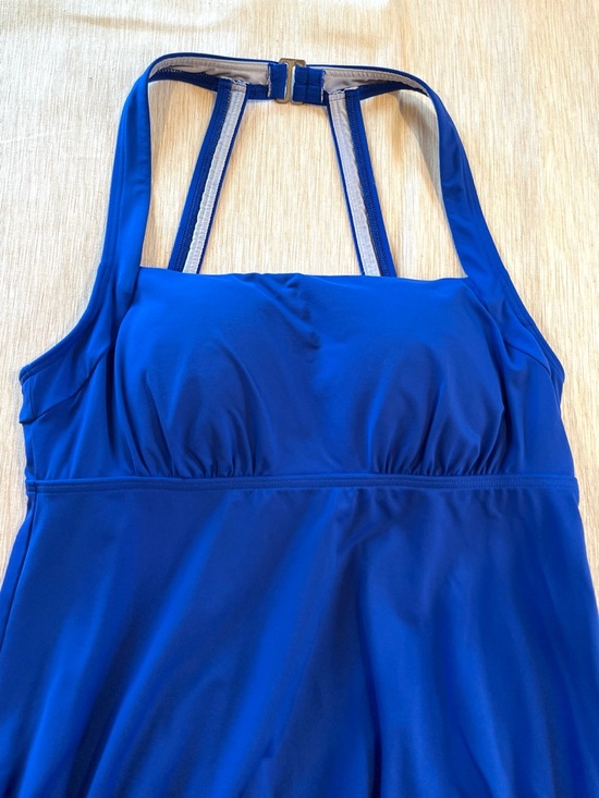 Lands' End Women’s Blouson Halter Swim Tankini Bathing Suit Top Royal Blue 8 - Picture 4 of 9